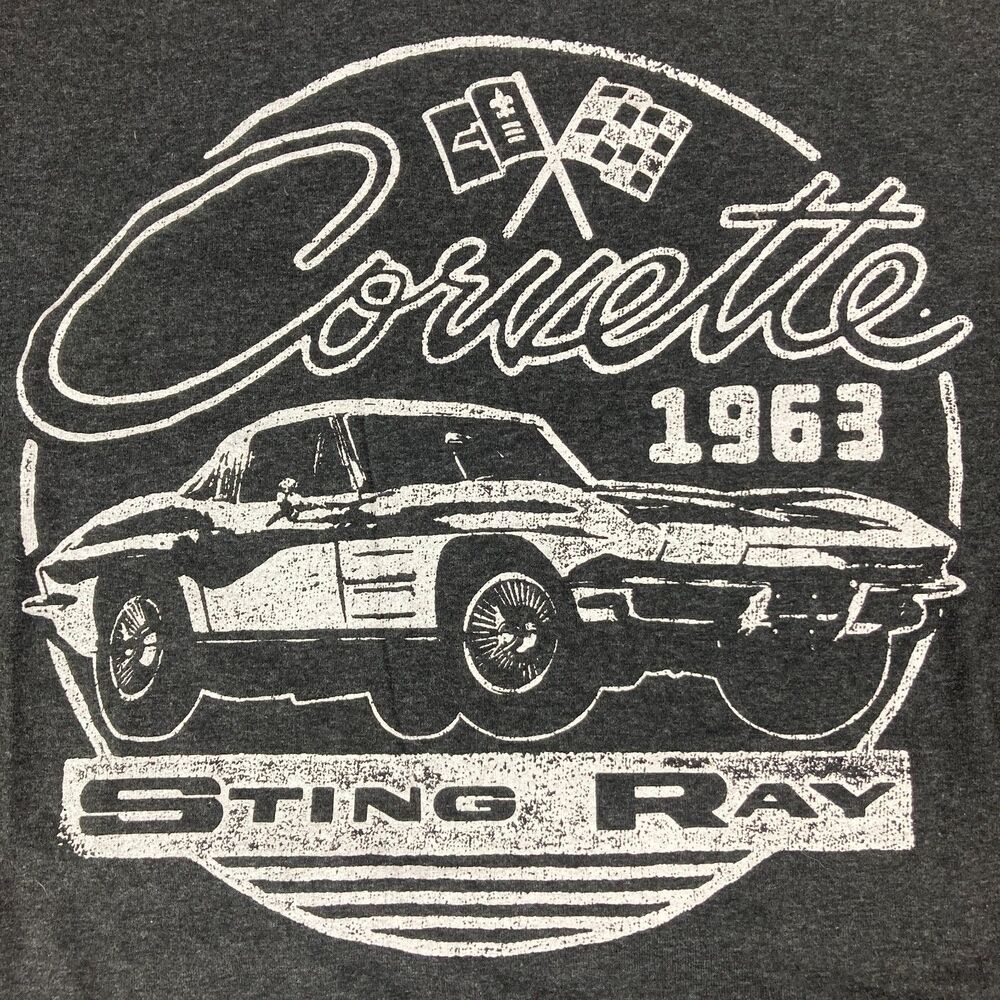 Corvette 1963 Sting Ray Shirt Mens 3XB Big Tall GM Licensed Graphic Tee Gray
